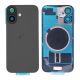 iPhone 16 Back Rear Battery Cover Housing Door Replacement [With Rear Camera Lens] [Black] [Camera Ring and Rear Glass 2in1]