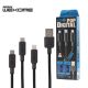 Wekome Pop Power Series USB-A to Lightning/Micro-B/Type-C 3A Fast Charging Cable [120cm] [Black]